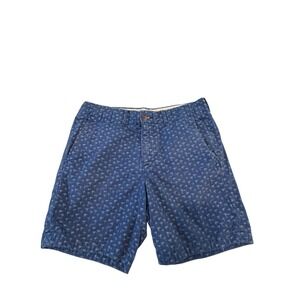 Abercrombie &‎ Fitch Chino Shorts Mens Blue 32 Geometric Print Cotton Casual